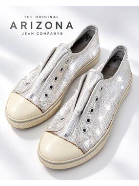 Arizona Silver Sequin Sneakers - Y2K McBling